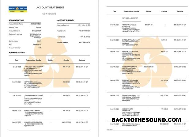 Premium İndir Indian Banka Allahabad Hesap Hesap Özeti Word and PDF Şablon, 2 pages Örnek