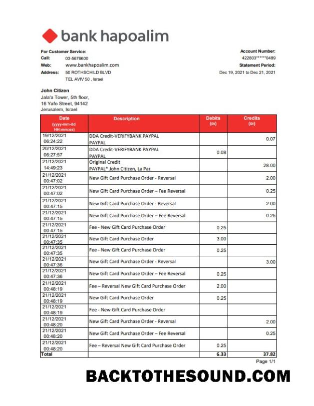 İndir İsrail Banka Hapoalim Banka Hesap Özeti easy to fill in .XLS and .PDF Dosya Format Örnek örnek