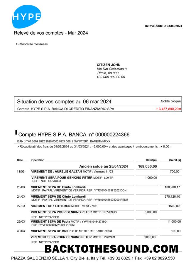 İndir İtalya HYPE SPA Banka st scr Copy Örnek ön izleme