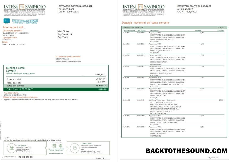 İndir İtalya Intesa Sanpaolo 2 pages Örnek örnek