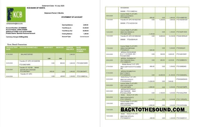 Premium İndir Kenya KCB Banka Hesap Özeti of Hesap Word and PDF Şablon, 2 pages Örnek