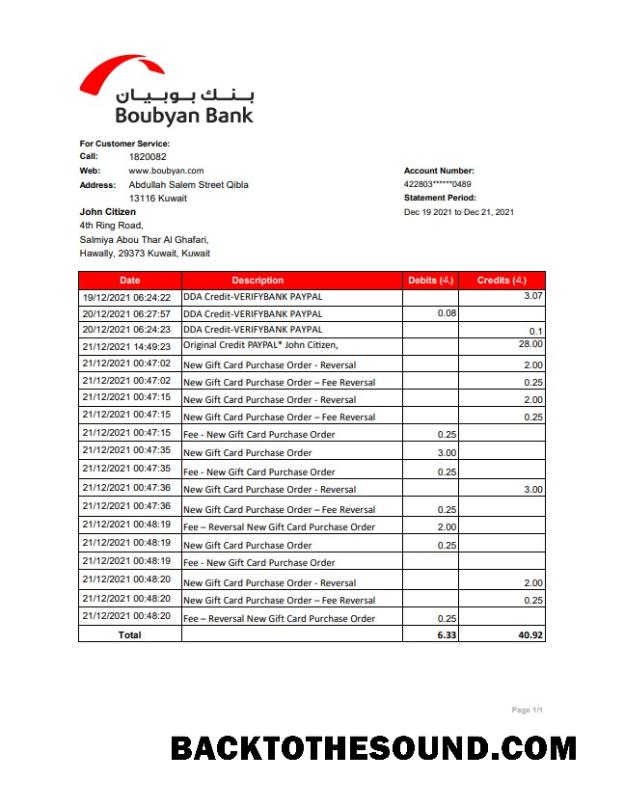 İndir Kuveyt Boubyan Banka Hesap Özeti easy to fill in .XLS and .PDF Dosya Format Örnek tasarım