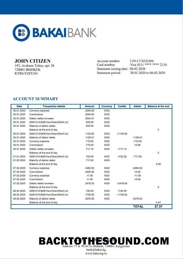 İndir Kırgızistan OJSC Bakai Banka Örnek tasarım