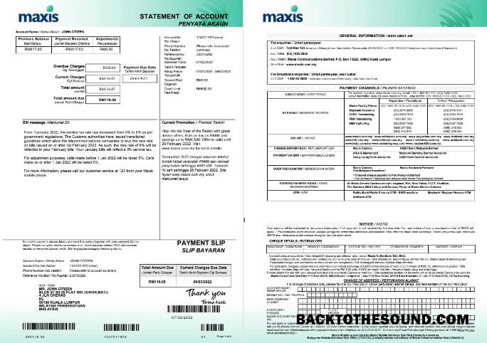 İndir Malezya Maxis Banka Hesap Özeti 5 pages Örnek ön izleme