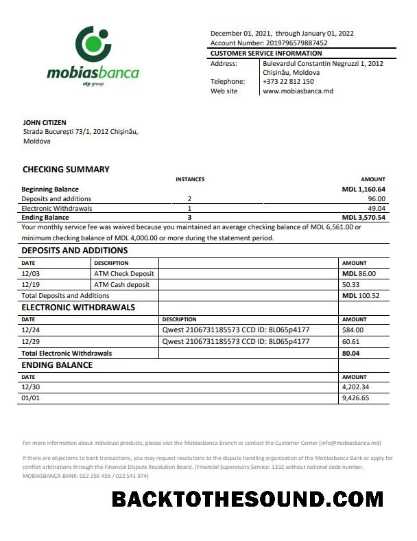 İndir Moldova Mobiasbanca Banka Hesap Özeti in Word and PDF Format Örnek taslak