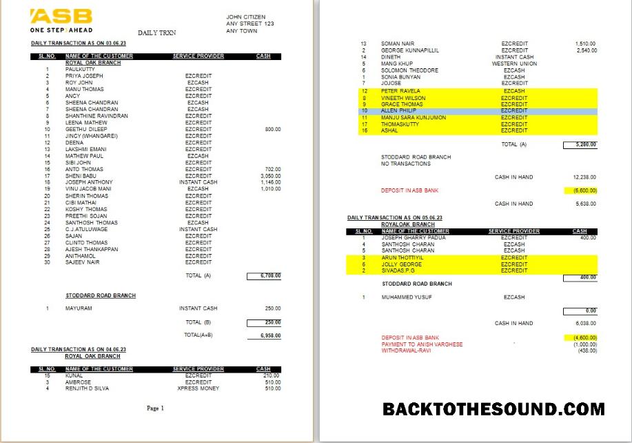 Gerçekçi İndir Yeni Zelanda ASB Banka Hesap Özeti Word and PDF Şablon, 2 pages Örnek