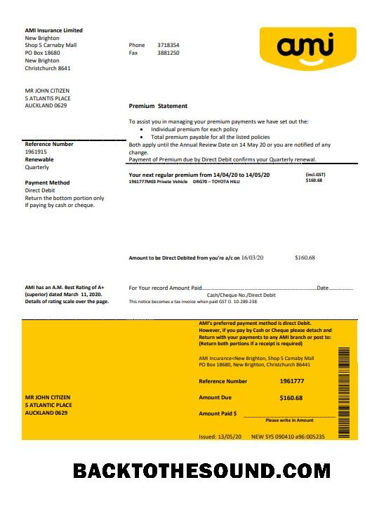 İndir Yeni Zelanda Ami Sigorta Limited Banka Hesap Özeti in Word and PDF Format Örnek tasarım