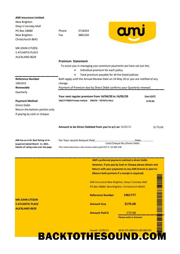 İndir Yeni Zelanda Ami Sigorta Limited Örnek ön izleme