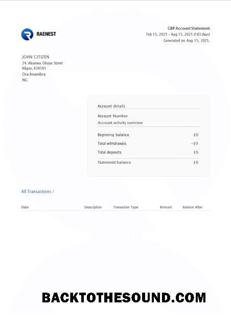 İndir Nijerya Raenest Hesap Hesap Özeti Word and PDF Örnek şablon