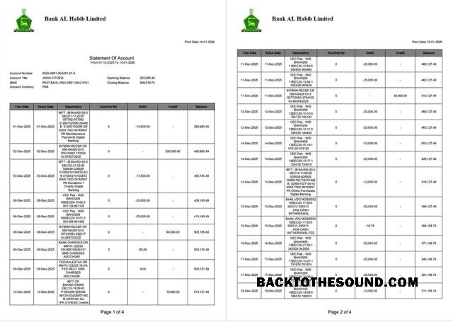 Premium İndir Pakistan Banka Al Habib Hesap Özeti of Hesap Word and PDF Şablon, 4 pages, 1 2 pages Örnek