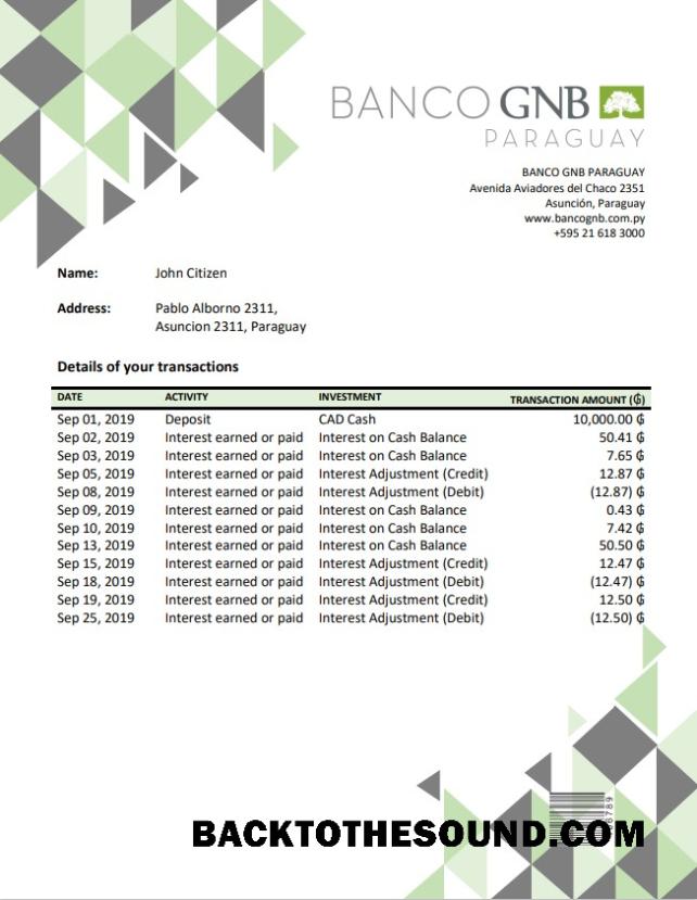 İndir Paraguay Banco Continental S.A.E.C.A. Banka Hesap Özeti Örnek şablon