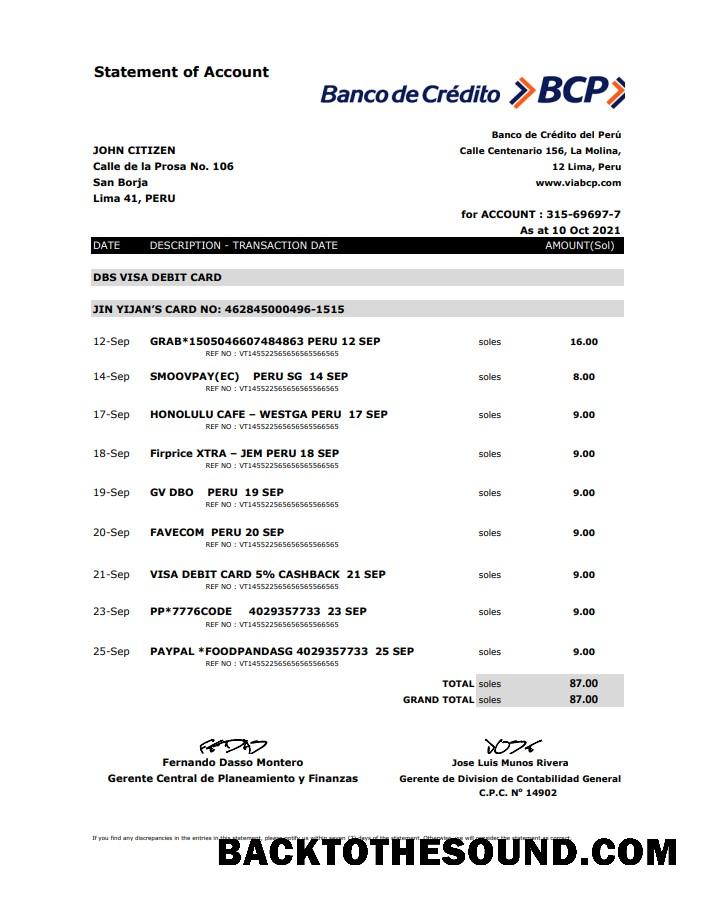 İndir Peru Banco de Credito del Peru (BCP) Excel PDF Örnek örnek