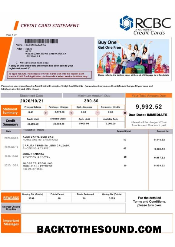 İndir Filipinler Rizal ticari Banking Corporation (RCBC) Banka st PSD Örnek taslak