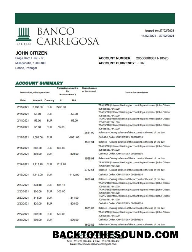 İndir Portekiz Banco Carregosa Excel PDF Örnek şablon