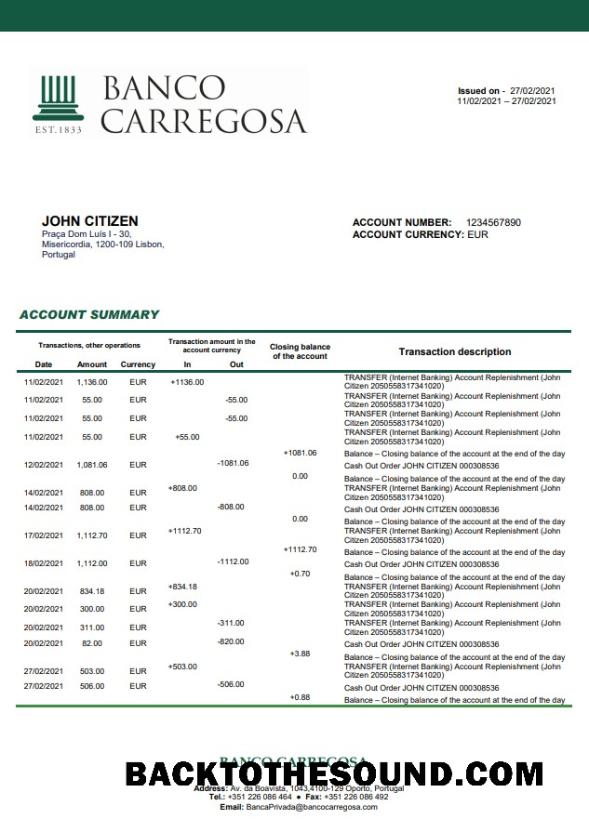 İndir Portekiz Banco Carregosa Word PDF Örnek ön izleme