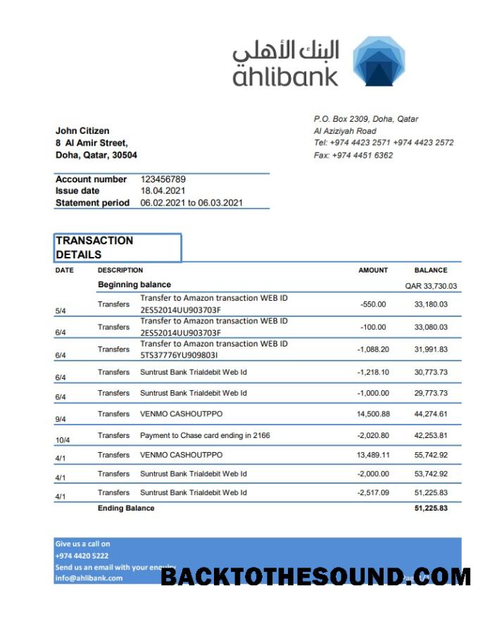 İndir Katar Ahli Banka Excel PDF Örnek örnek
