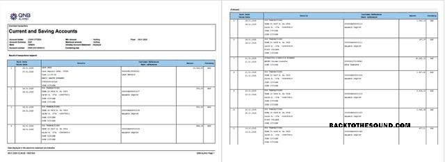 Premium İndir Katar QNB Alahli Banka Hesap Hesap Özeti Word and PDF Şablon, 2 pages Örnek