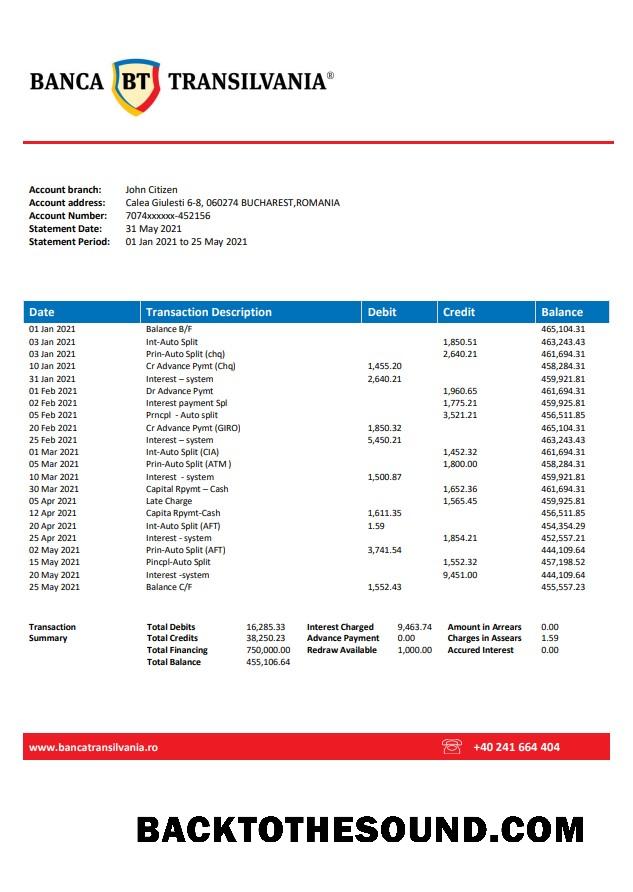İndir Romanya Banca Transilvania.PDF Örnek taslak