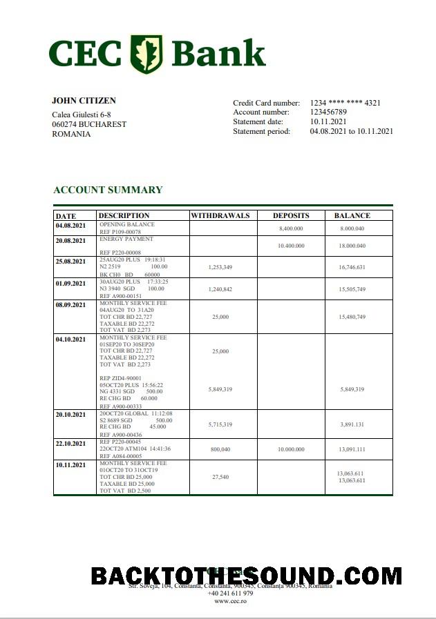 İndir Romanya CEC Banka.PDF Örnek tasarım