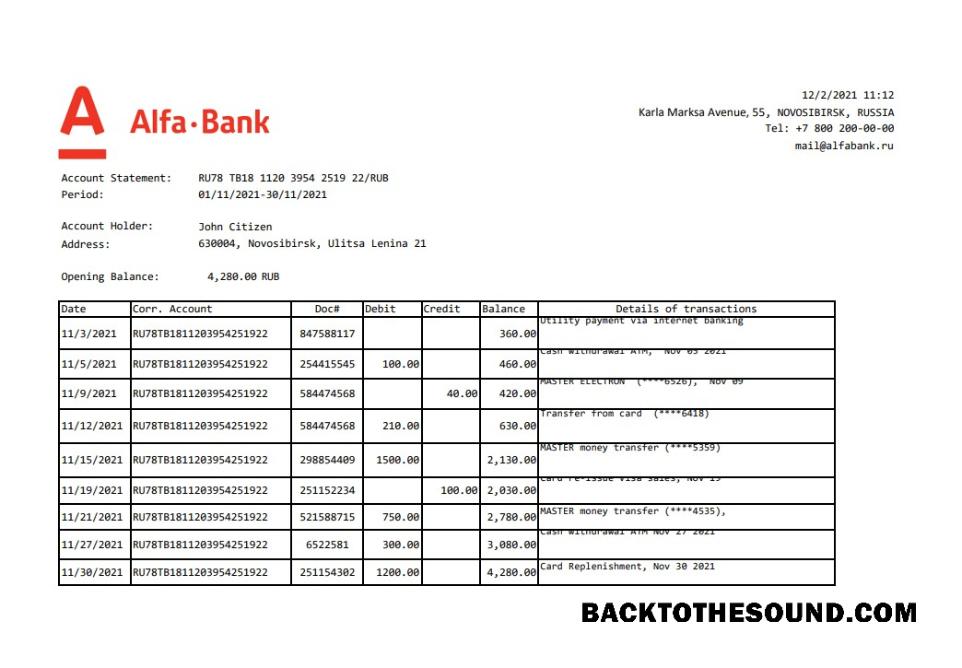 İndir Rusya Alfa Banka Hesap Özeti easy to fill in .XLS and .PDF Dosya Format Örnek taslak