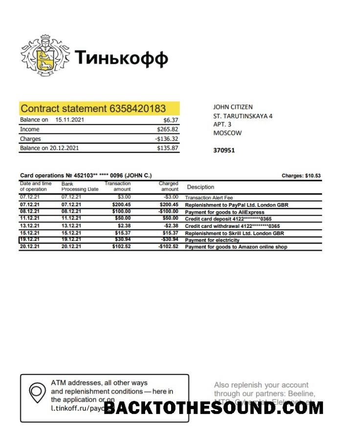 İndir Rusya Tinkoff (English Sürüm) Excel PDF Örnek ön izleme