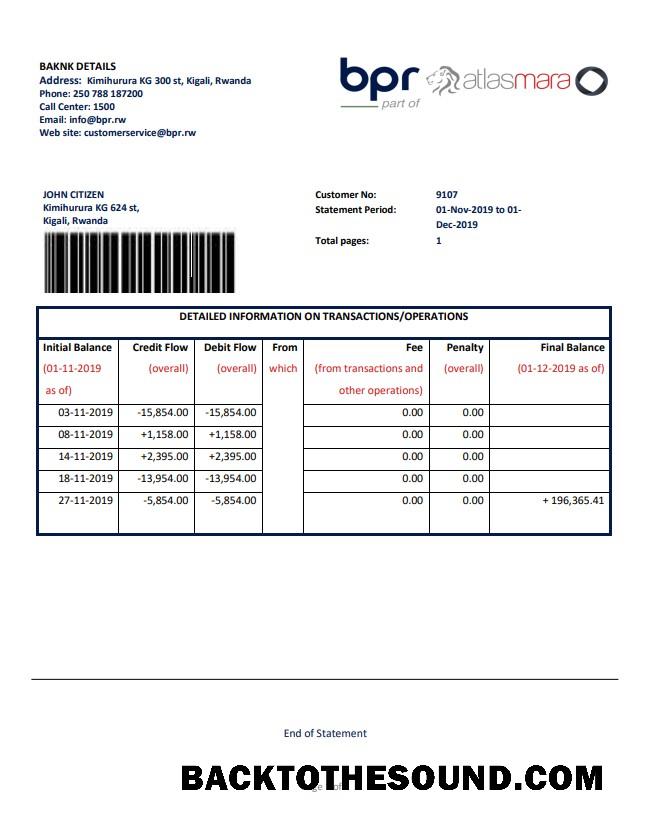 İndir Ruanda BPR Banka Hesap Özeti in Word and PDF Format Örnek tasarım