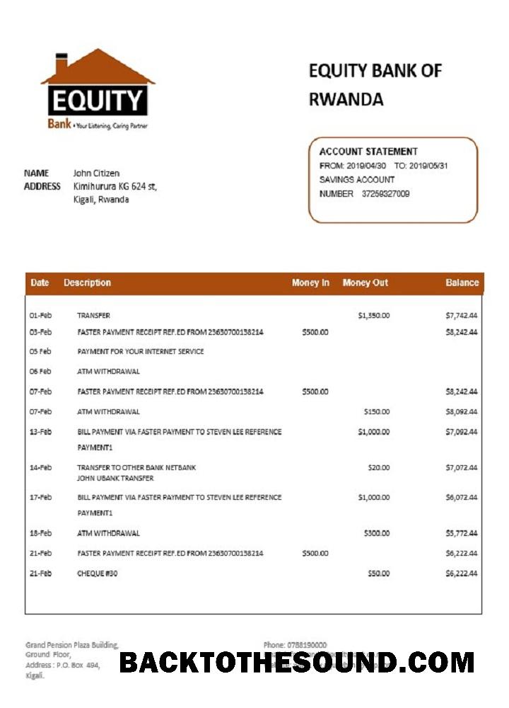 İndir Ruanda Equity Banka of Ruanda proof of address Banka Hesap Özeti in Word and PDF Format Örnek tasarım