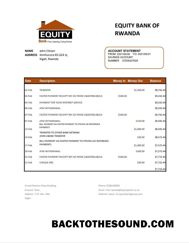İndir Ruanda Equity Banka Hesap Özeti easy to fill in .XLS and .PDF Dosya Format Örnek tasarım