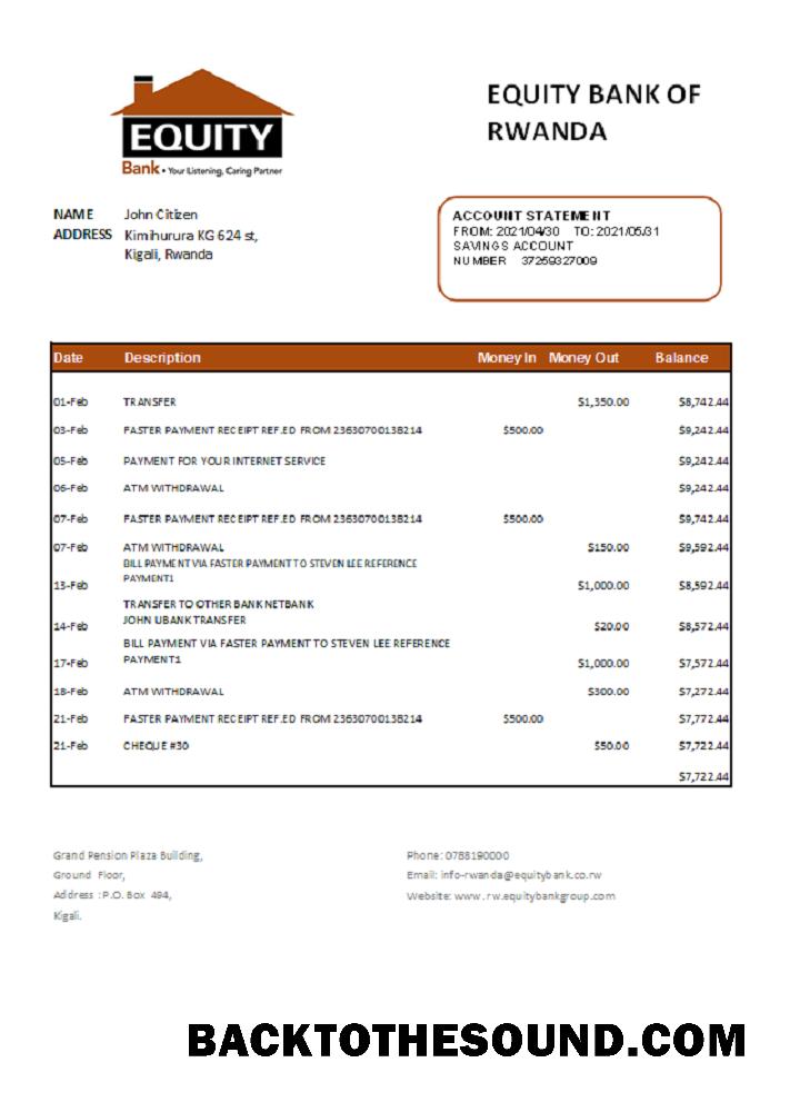 İndir Ruanda Equity Banka Hesap Özeti easy to fill in .XLS and .PDF Dosya Format.1 Örnek ön izleme