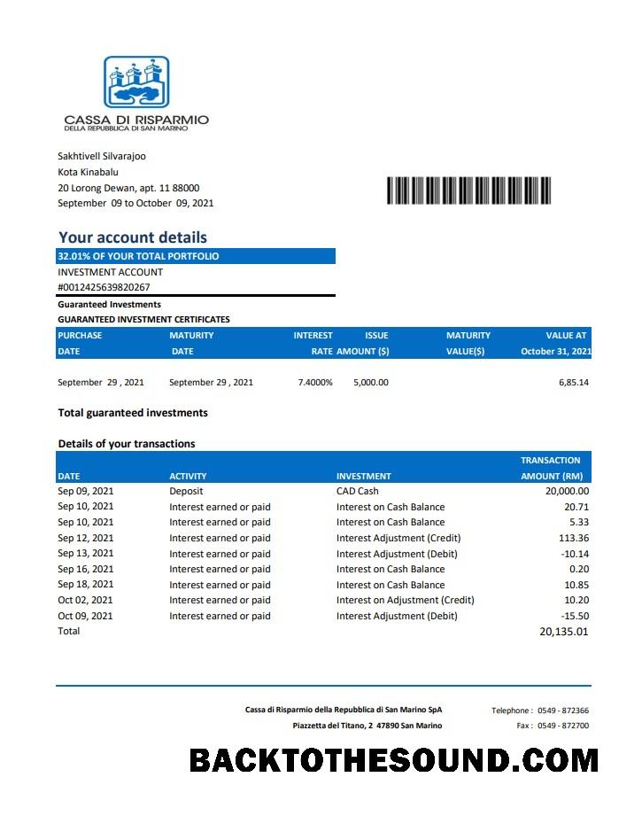 İndir San Marino Cassa di Risparmio Excel PDF Örnek taslak