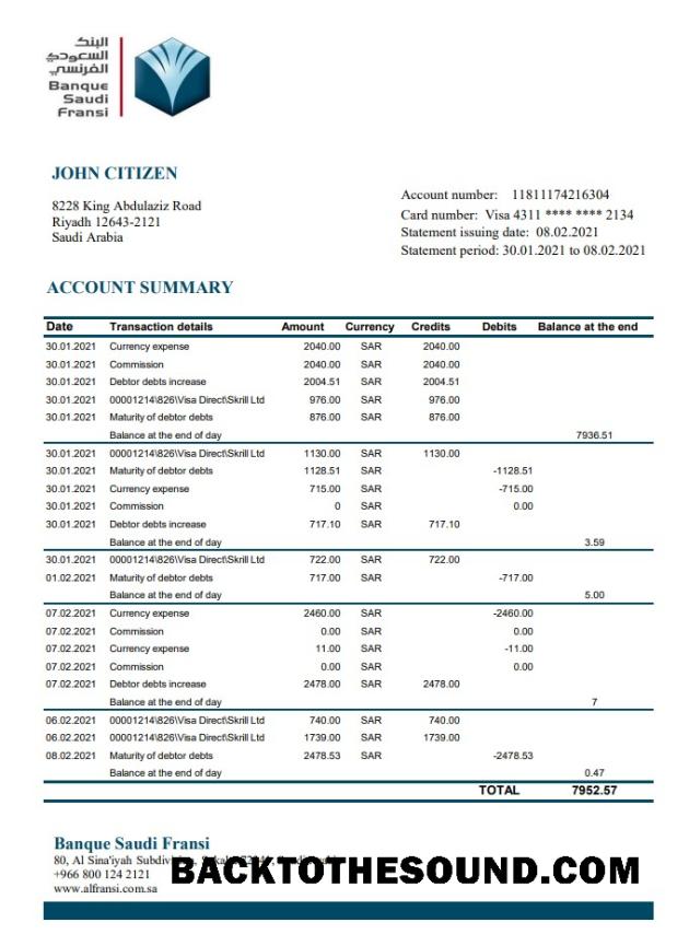 İndir Suudi Arabistan Banque Saudi Fransi Excel PDF Örnek taslak