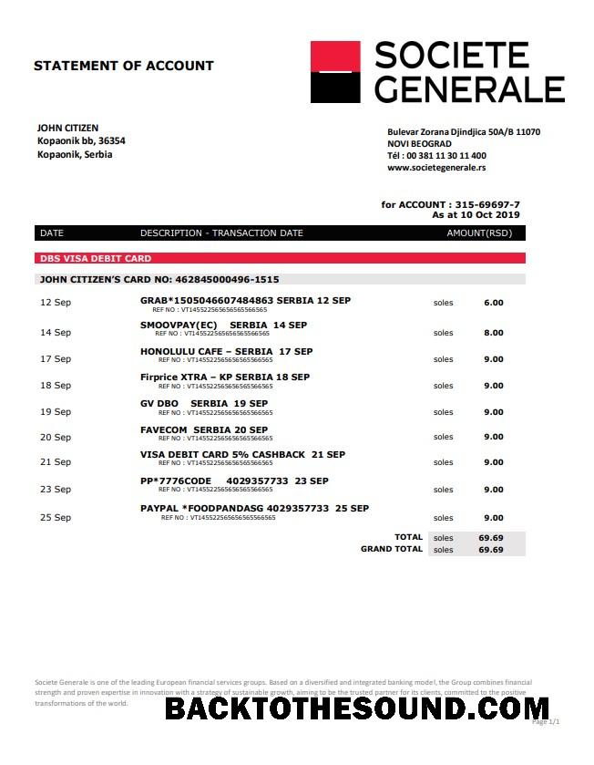 İndir Sırbistan Societe Generale Banka proof of address Hesap Özeti in Word and PDF Format Örnek örnek