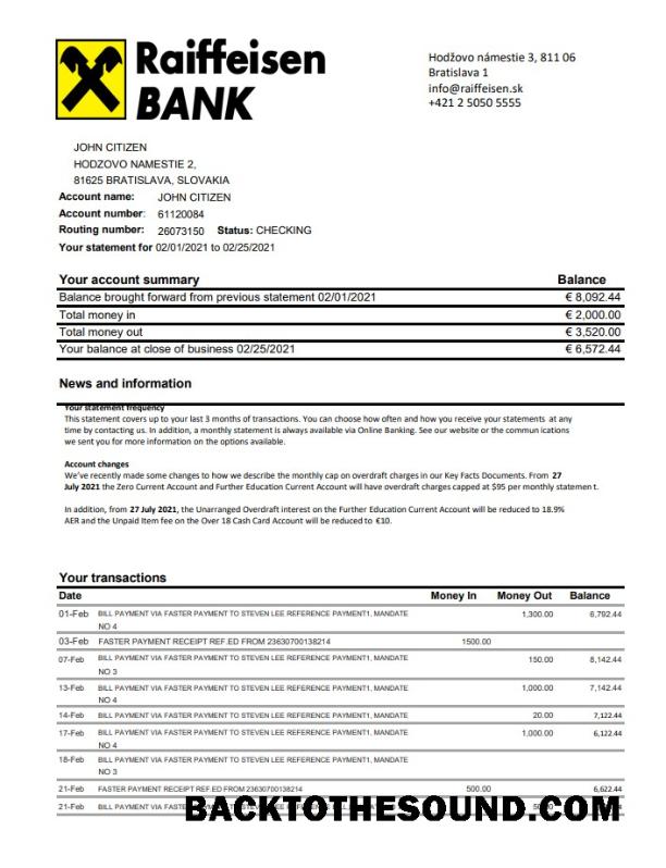 İndir Slovakya Raiffeisen Banka Excel PDF Örnek tasarım