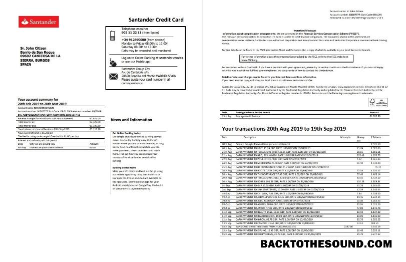 Profesyonel İndir İspanya Santander Kredi Kart Hesap Özeti Şablon, Word and PDF Format (.doc and .PDF), 2 pages Örnek