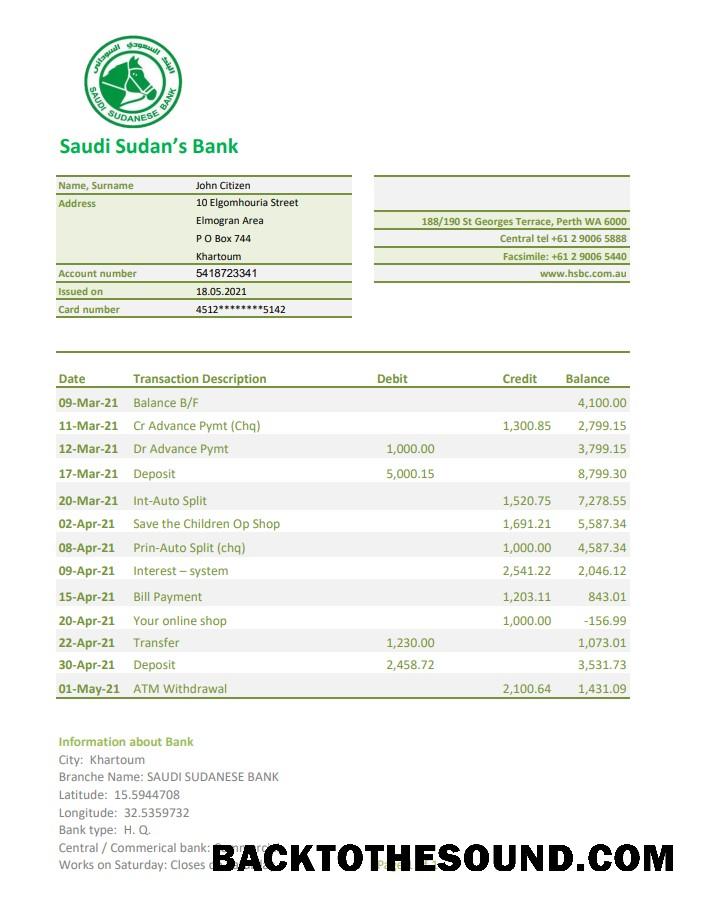 İndir Sudan Saudi Sudanese Banka Excel PDF Örnek ön izleme