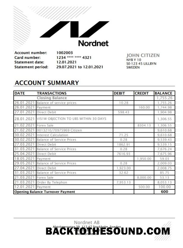 İndir İsveç Nordnet AB Excel PDF Örnek şablon
