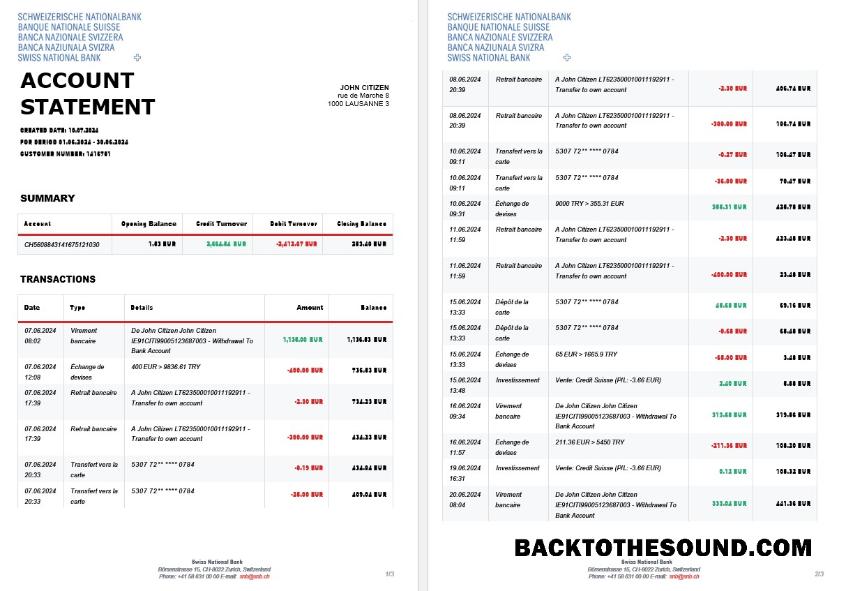 İndir İsviçre Swiss ulusal Banka SNB Hesap Hesap Özeti, 3 pages Örnek tasarım