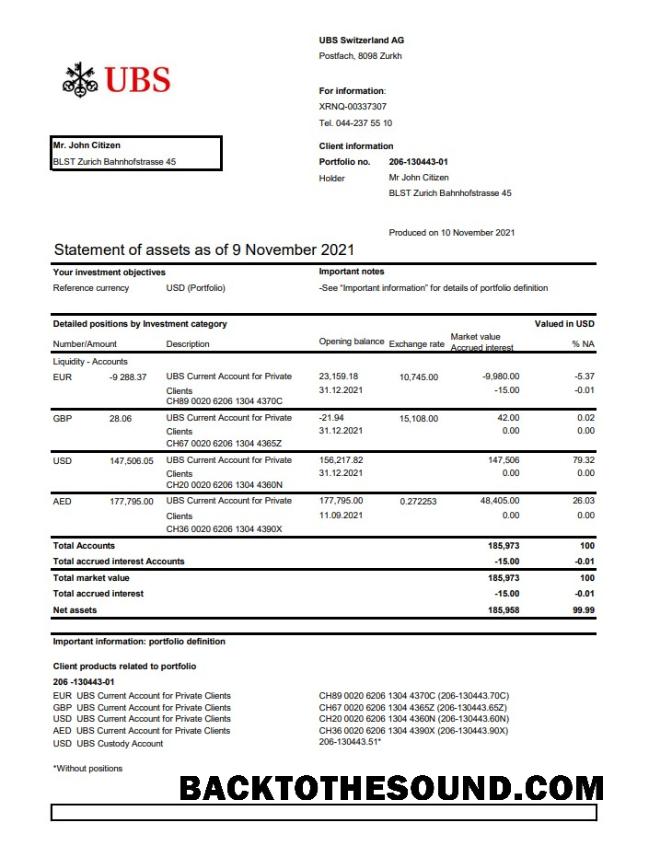 İndir İsviçre UBS Excel PDF version2 Örnek ön izleme
