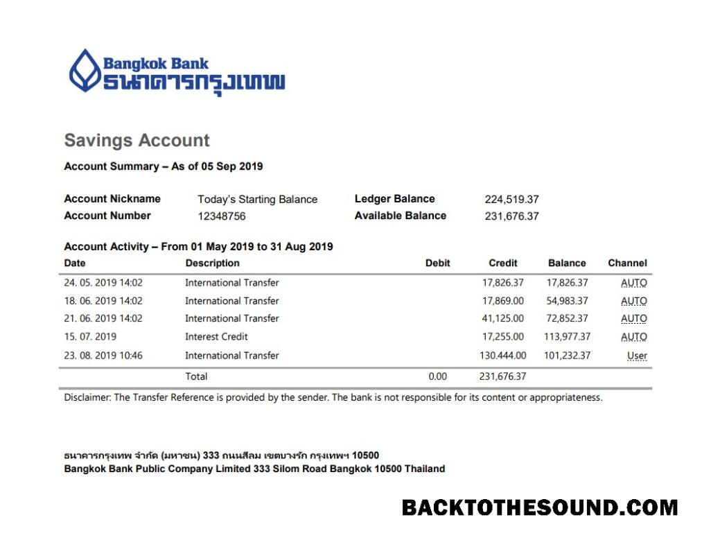 İndir Tayland Bangkok Banka Savings Hesap Hesap Özeti in Word and PDF Format Örnek ön izleme