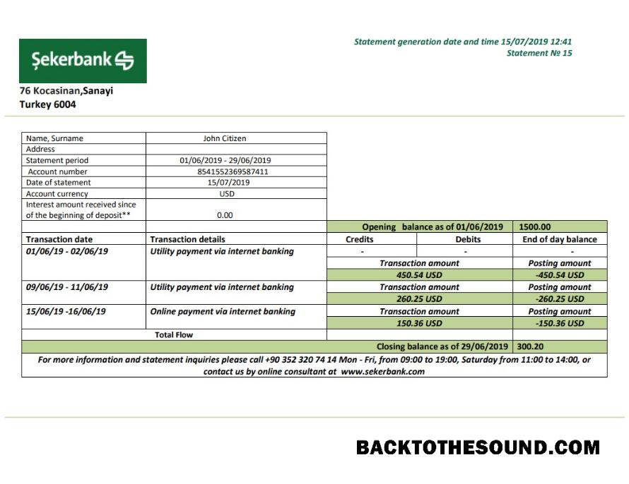 İndir Türkiye Sekerbank Banka Hesap Özeti in .doc and .PDF Format, fully Düzenlenebilir Örnek ön izleme