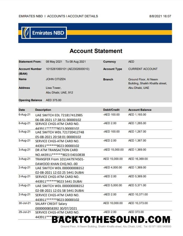 İndir BAE Abu Dhabi Emirates NBD Örnek örnek