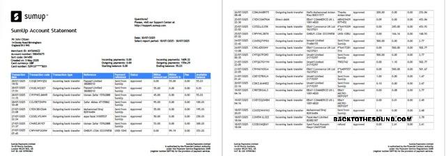 Düzenlenebilir İndir Birleşik Krallık SumUp Hesap Hesap Özeti Word and PDF Şablon, 2 pages Örnek
