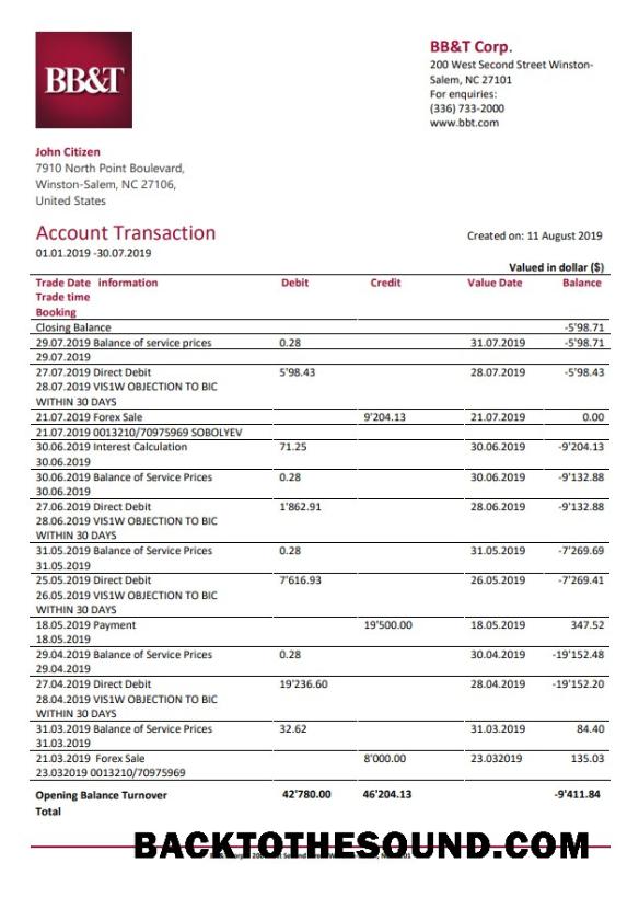 İndir ABD BB&T Corp Banka Örnek ön izleme