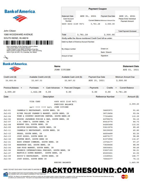İndir ABD Banka of Amerika Excel Sürüm 5 Örnek ön izleme