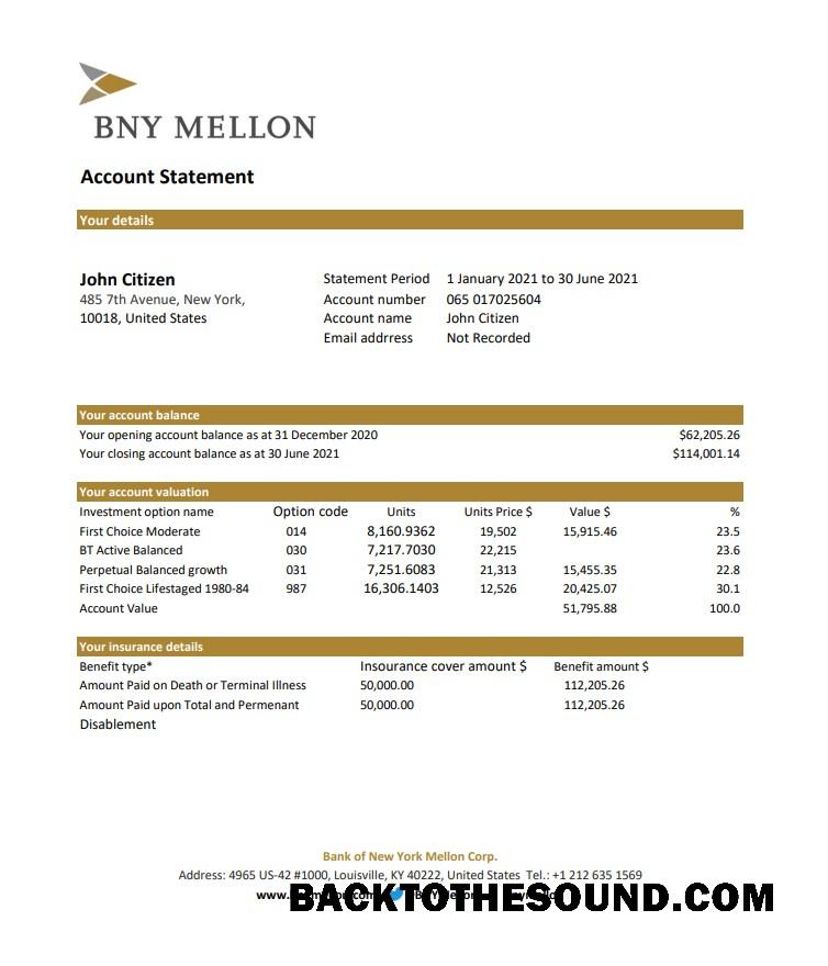 İndir ABD Banka of Yeni York Mellon Excel PDF Örnek şablon