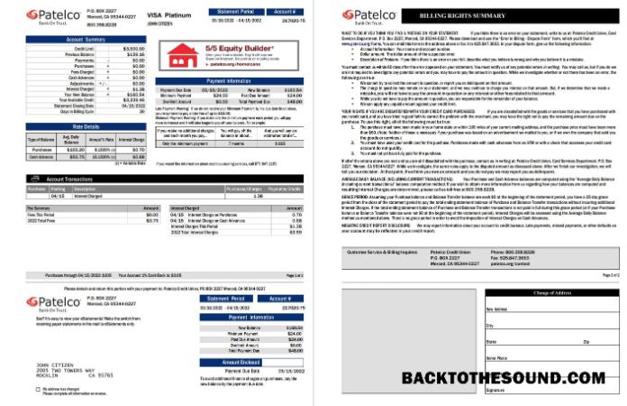 İndir ABD California Patelco Banka Kart Hesap Özeti 2 pages Örnek örnek