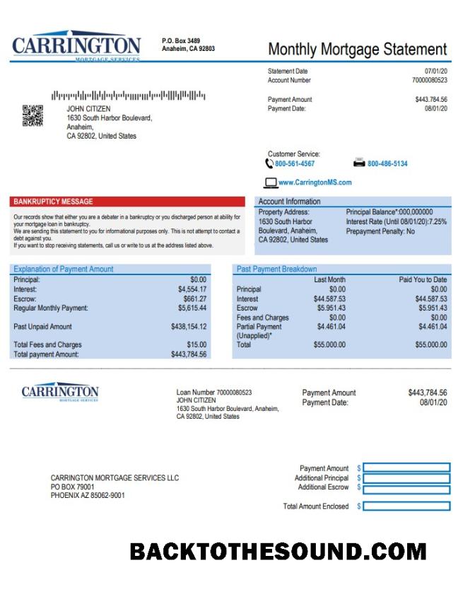 İndir ABD Carrington İpotek Services Örnek şablon