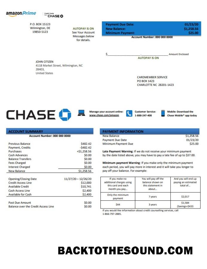 İndir ABD Chase Banka Kredi Kart Hesap Özeti in .doc and .PDF Format Örnek örnek