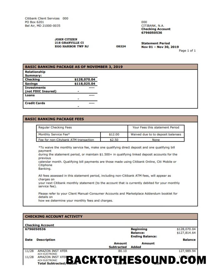 İndir ABD City Banka Hesap Özeti in Word and PDF Format Örnek tasarım