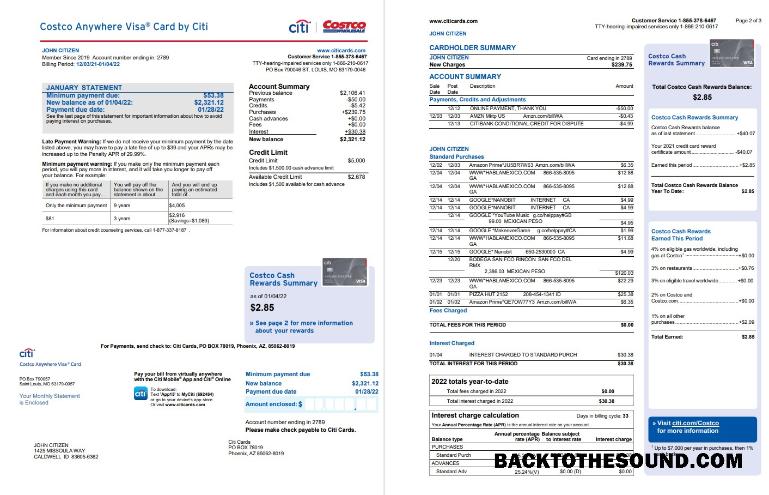 İndir ABD Costco Anywhere Vize Kart by Citi Banka Hesap Özeti 4 pages Örnek şablon